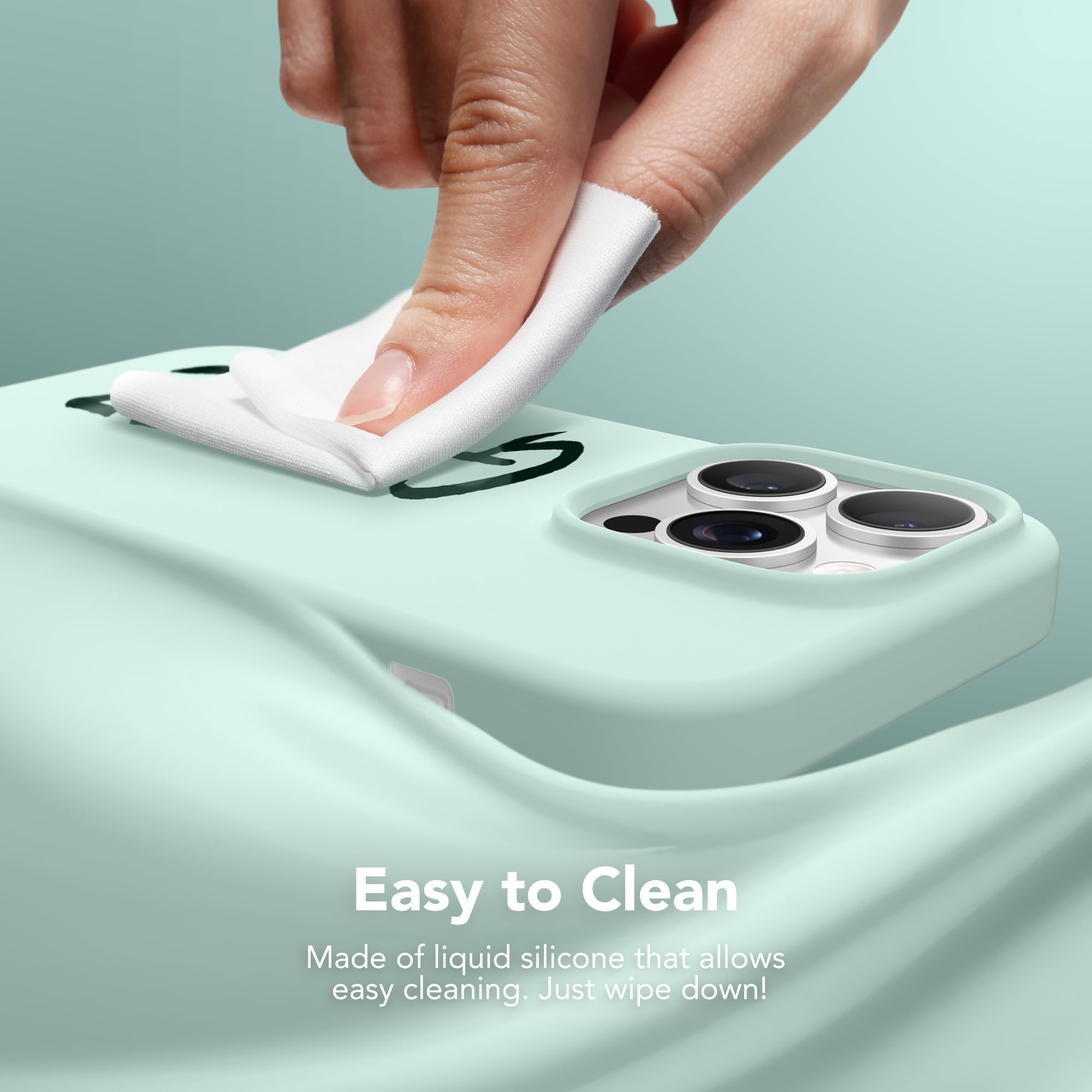 **GONEZ iPhone 14 Pro Case with MagSafe Compatibility - Includes Screen Protector & Camera Lens Protector | Soft Anti-Scratch Microfiber Lining, Shockproof Liquid Silicone Cover (Mint Green) - Perfect for Everyday Protection & Wireless Charging**