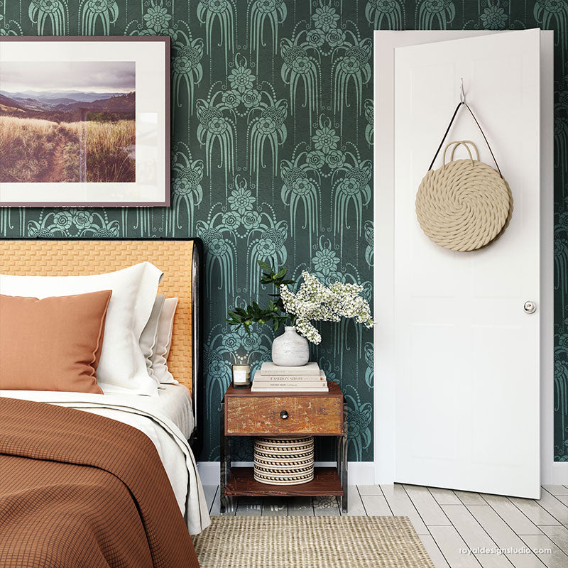 Amelie Floral Wall Stencil for DIY Home Decor - Reusable Painting Template for Bedroom, Living Room & Nursery Wall Art