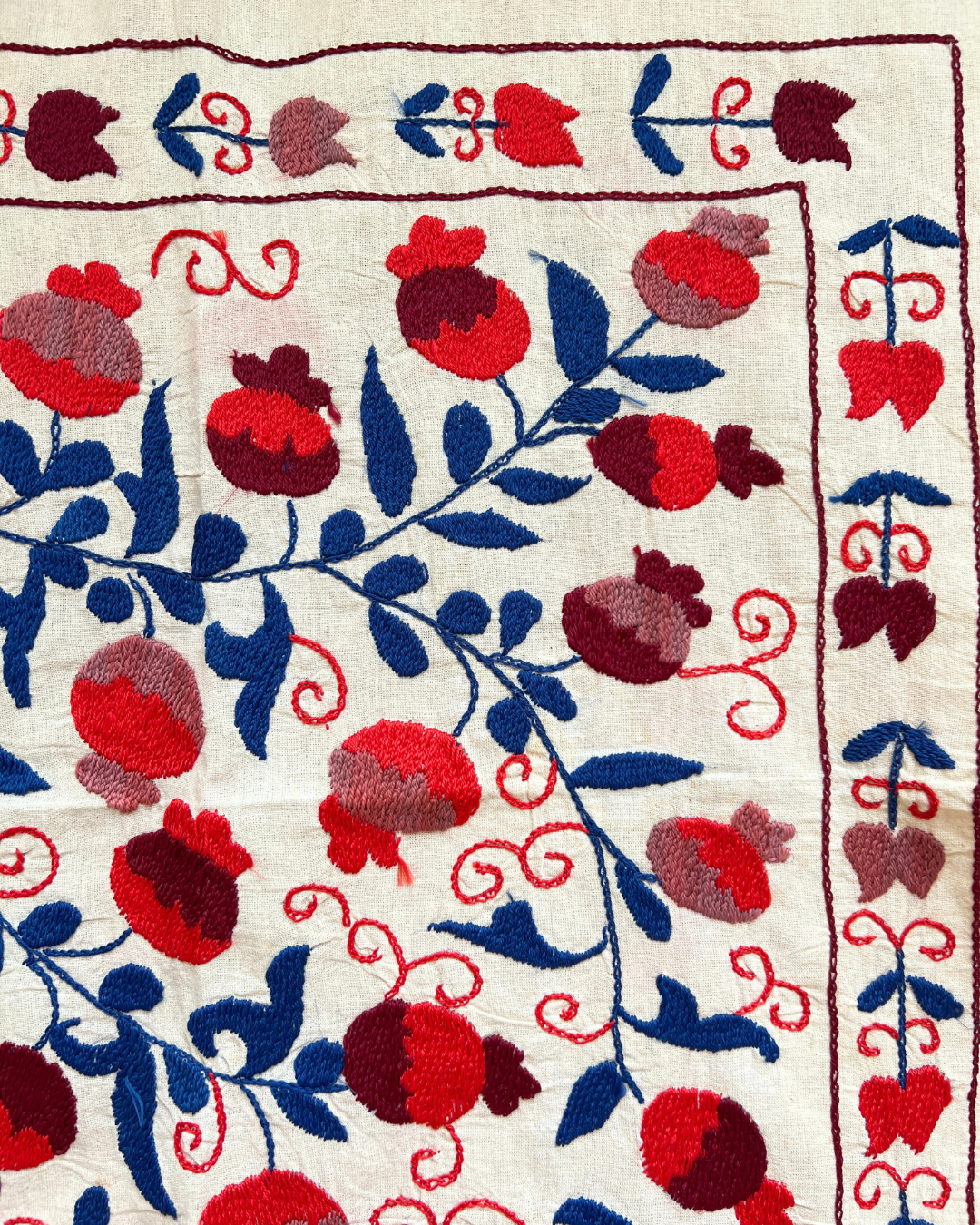 Extra Small Suzani 05 - Handmade Cotton Pillow Cover - Boho Home Decor for Living Room, Bedroom & Nursery