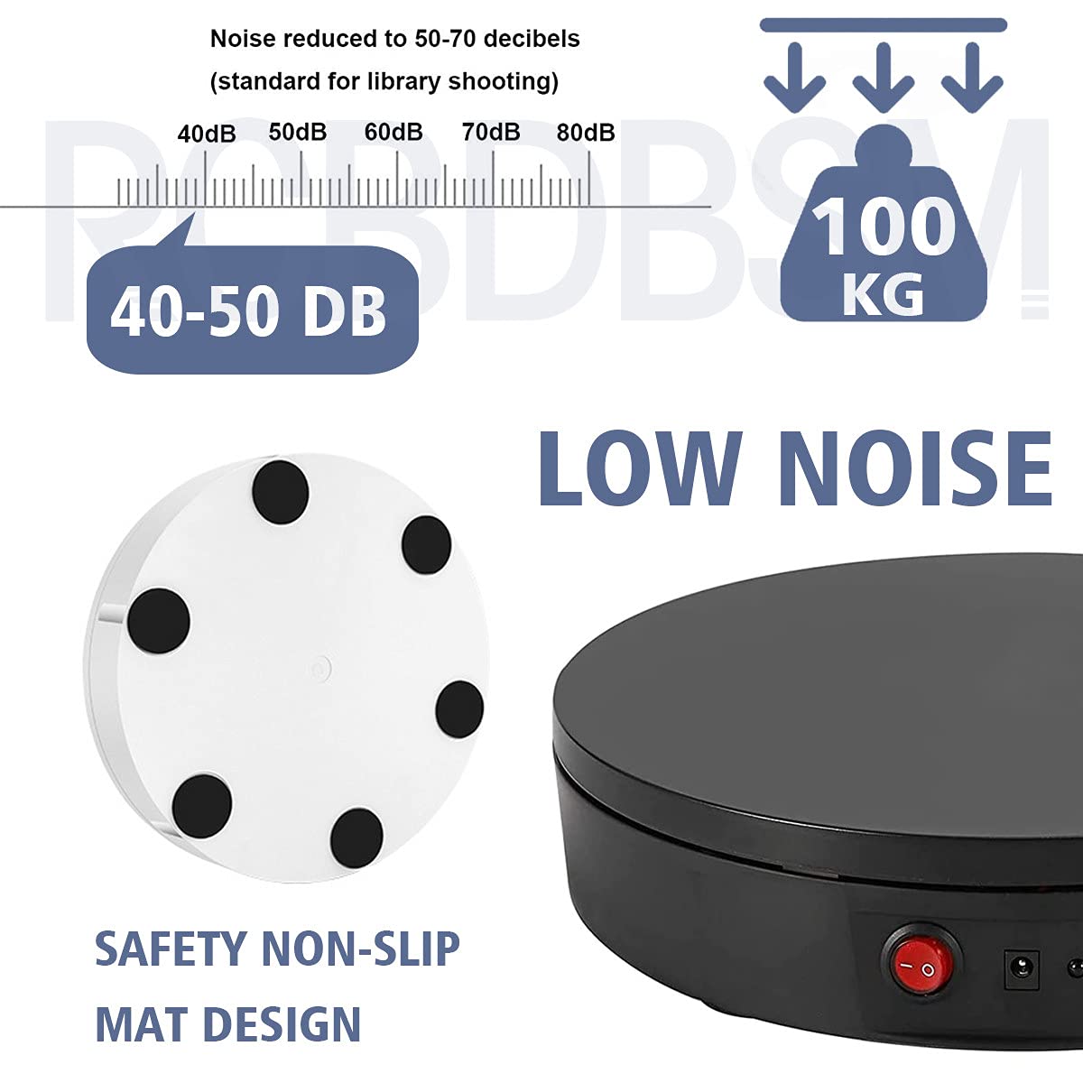 Electric Turntable Motorized Rotating Display Stand - 360° Automatic Revolving Platform for Product Photography & Showcase with Remote Control, 220Lb Capacity (Black/White) - Perfect for Ecommerce, Jewelry Display, Cake Decorating & Home Decor Showcase