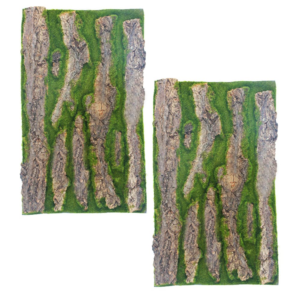 POPETPOP 2Pcs Reptile Habitat Bark Background - Natural Terrarium Decor for Lizards, Snakes & Geckos - Perfect for Aquarium Fish Tanks & Vivarium Landscaping - Enhances Reptile Enclosure Aesthetics