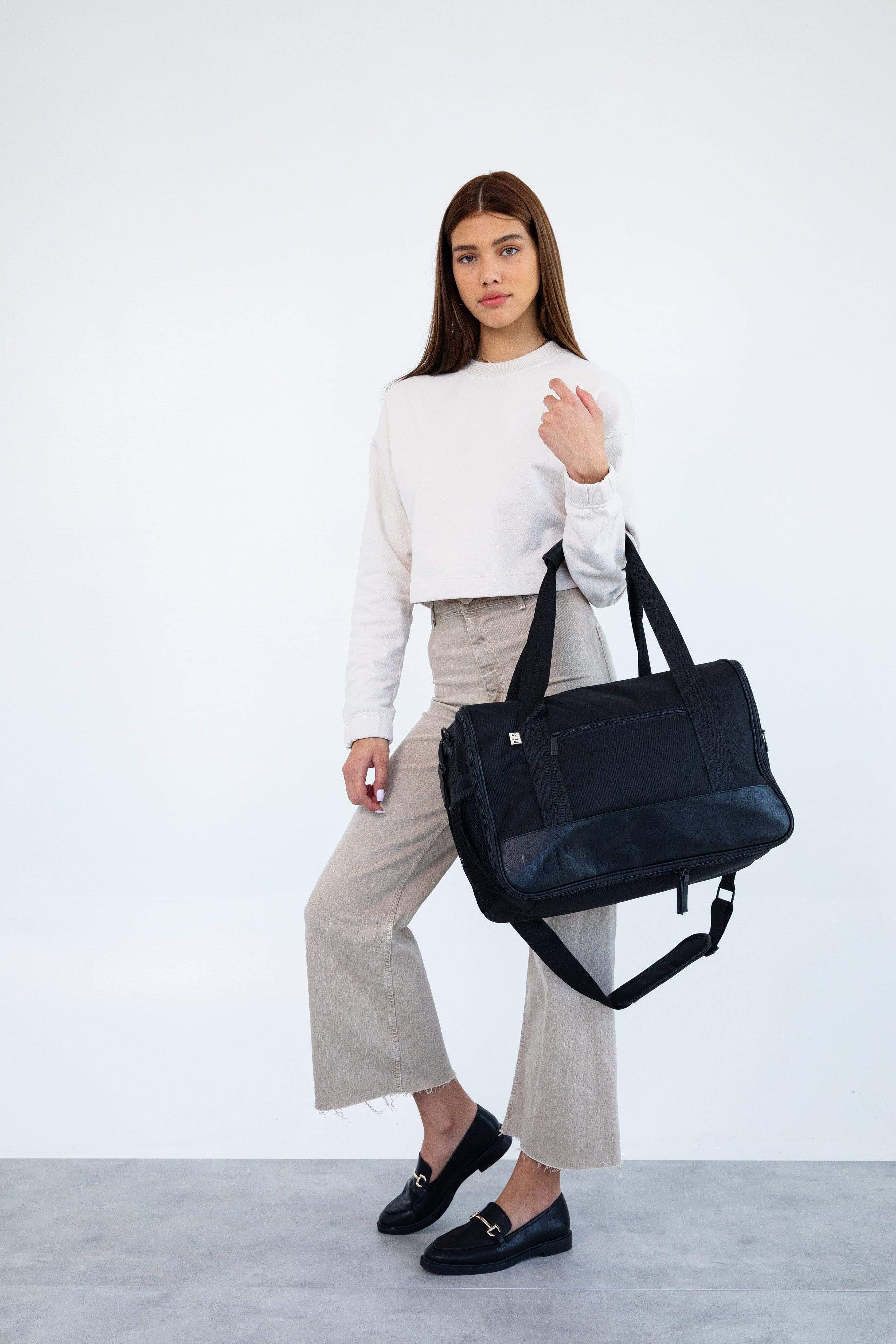 Premium Black Hanging Duffle Bag - Water-Resistant Travel Duffel with Multiple Pockets for Gym, Work, Weekend Getaways & Outdoor Adventures