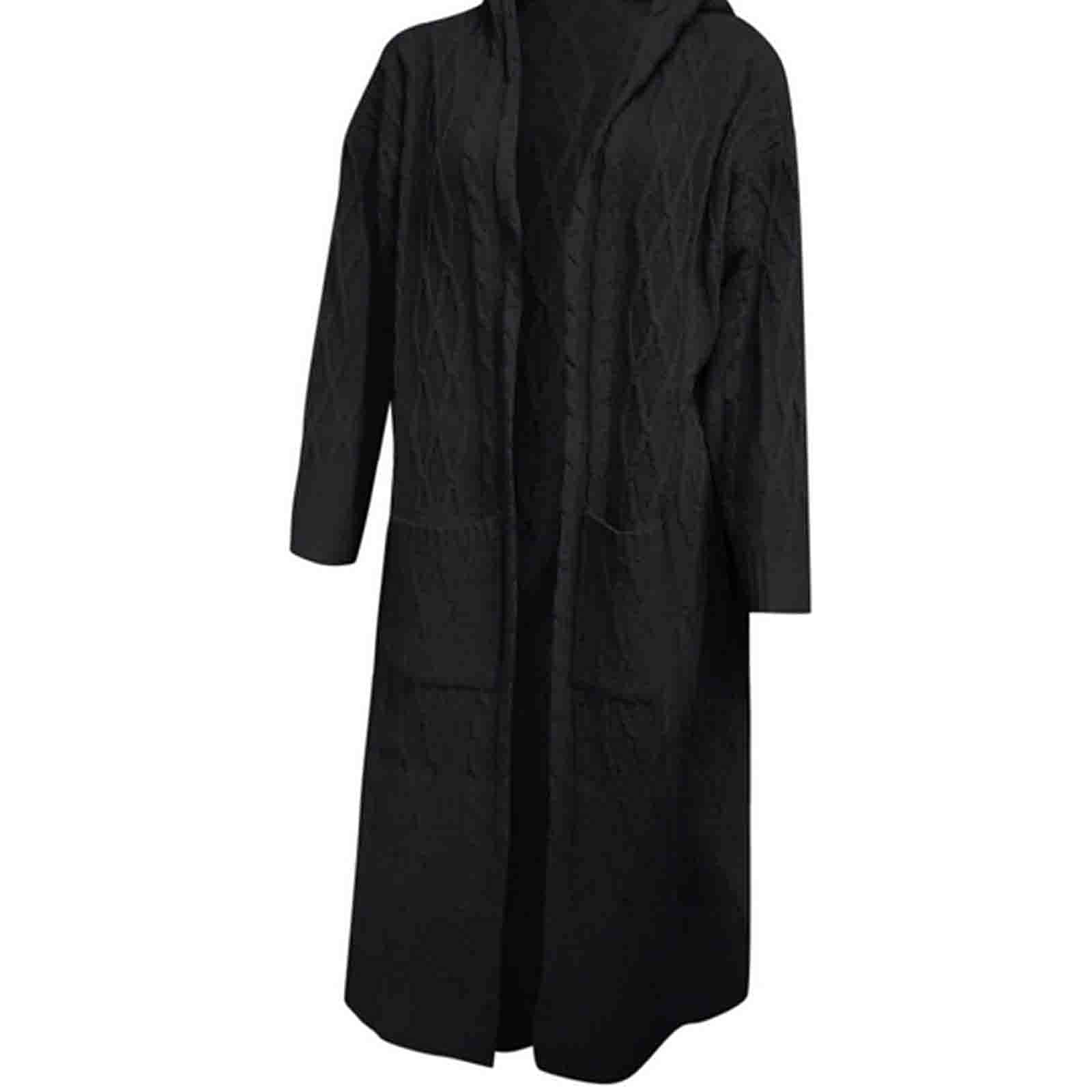 JEGULV Women's Hooded Chunky Knit Cardigan Sweater - Open Front Long Outwear Solid Color Overcoat | Cozy Winter Wear for Casual Outings & Layering