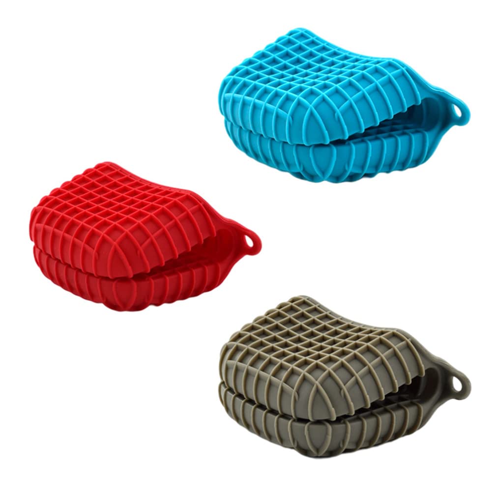 3-Piece Silicone Heat-Resistant Pot Holders - Non-Slip Microwave Oven Mitts & Grips for Cooking, Baking, and Serving Hot Dishes - Perfect for Kitchen, BBQ, and Camping Use