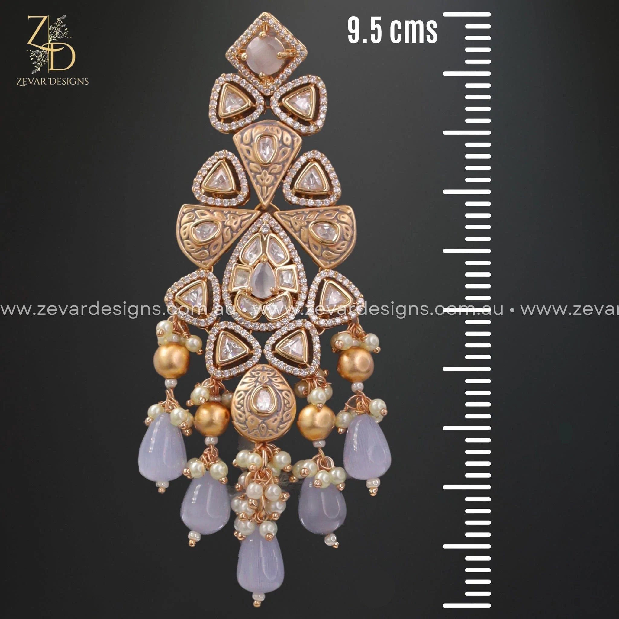 Elegant Kundan Polki Choker Set with Tikka - Grey | Traditional Indian Bridal Jewelry for Weddings & Festive Occasions