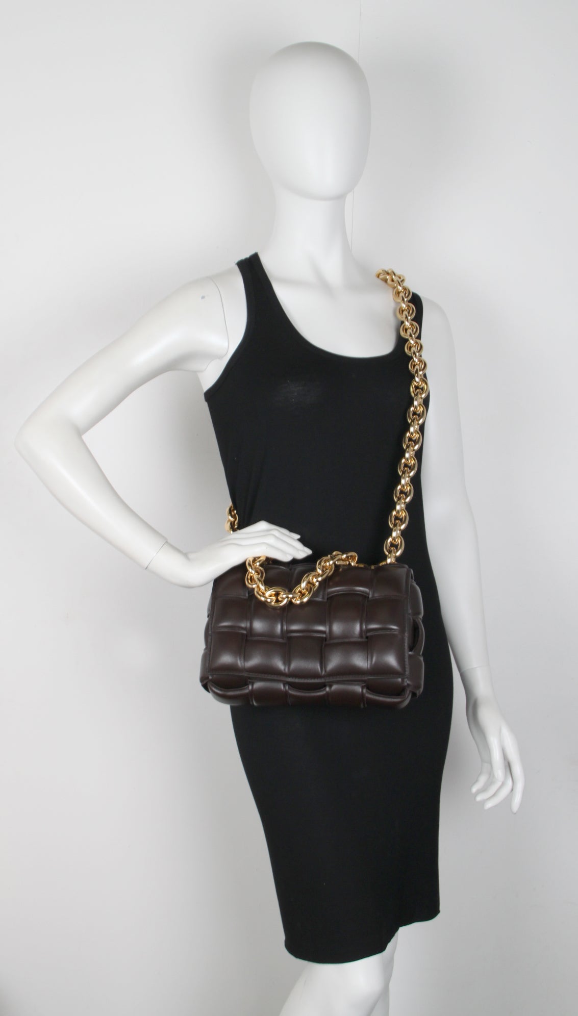 Stylish Padded Cassette Chain Necklace in Fondente/Gold - Perfect for Women's Fashion Accessories & Gift Giving