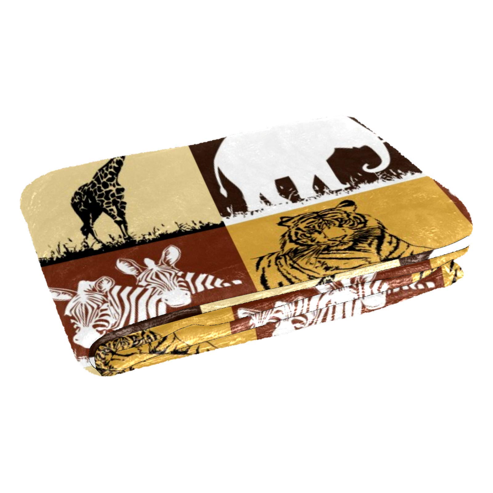 African Animals Flannel Fleece Throw Blanket - Super Soft & Warm Plush Blanket for Couch, Sofa & Bed - Lightweight Cozy Fuzzy Blanket 37.7x60.2 inches - Perfect for Living Room, Nursery & Winter Snuggling