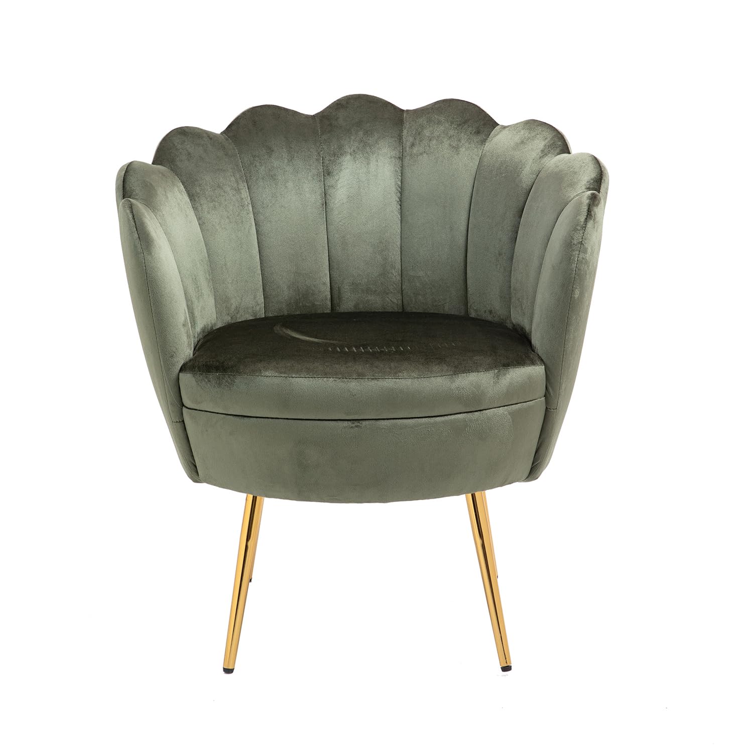 Modern Velvet Accent Chair - Home Office Desk Chair, Task Vanity Makeup Chair for Living Room & Bedroom (Army Green) | Ergonomic Comfort for Work, Study & Relaxation