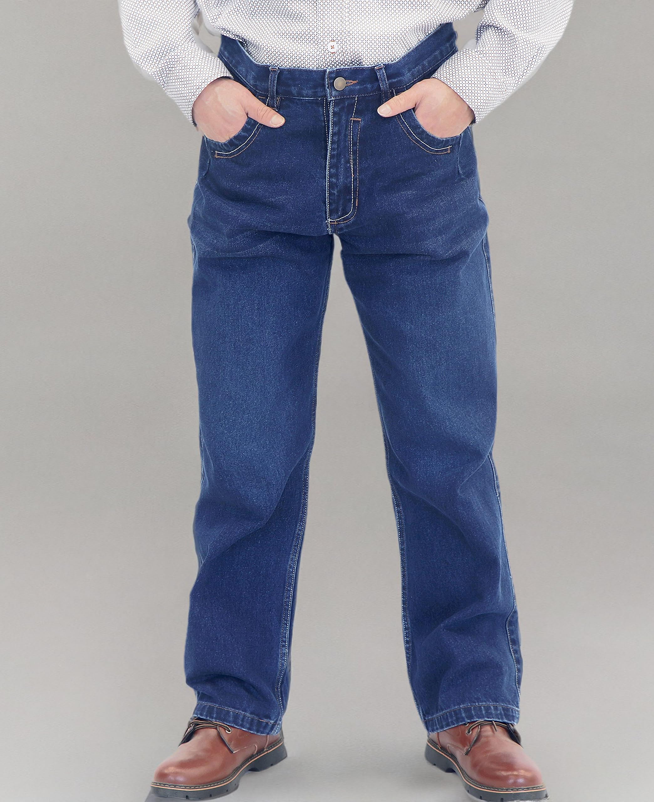 BOCOMAL FR Pants for Men - Flame Resistant Work Jeans 14oz Heavy Duty Washed Denim | Durable Safety Workwear for Construction, Welding & Industrial Jobs