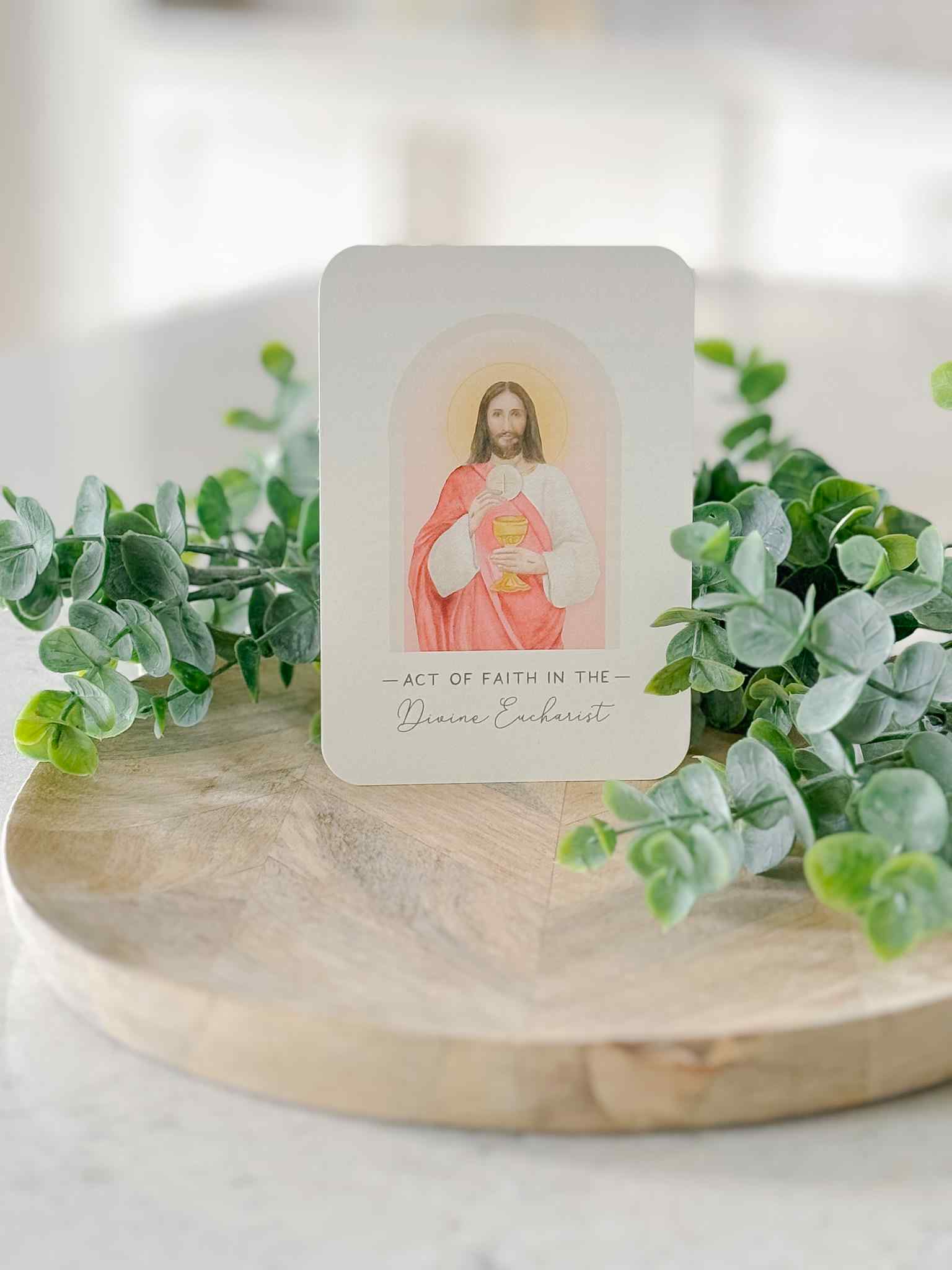 Divine Eucharist Prayer Card - Religious Faith Devotional for Catholic Worship & Communion - Perfect for Church, Home Altar & Spiritual Reflection