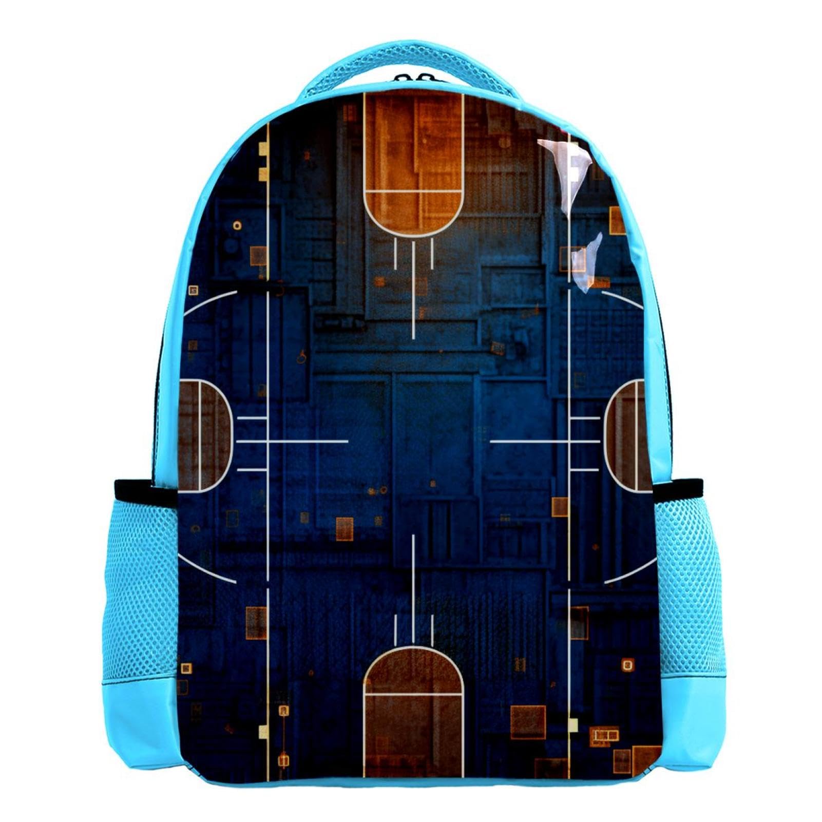 Stylish Travel Backpack for Women & Men - Durable Art Basketball Court Design - Perfect for Commuting, School, Gym & Outdoor Adventures