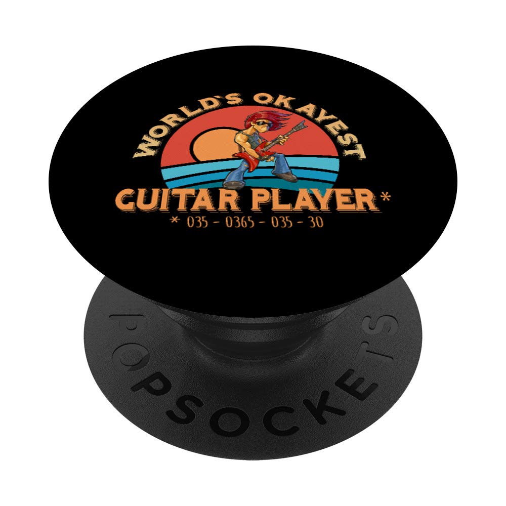 World's Okayest Guitar Player Design PopSockets Swappable PopGrip - Phone Grip Stand for Guitarists & Music Lovers - Perfect for Concerts, Practice & Everyday Use