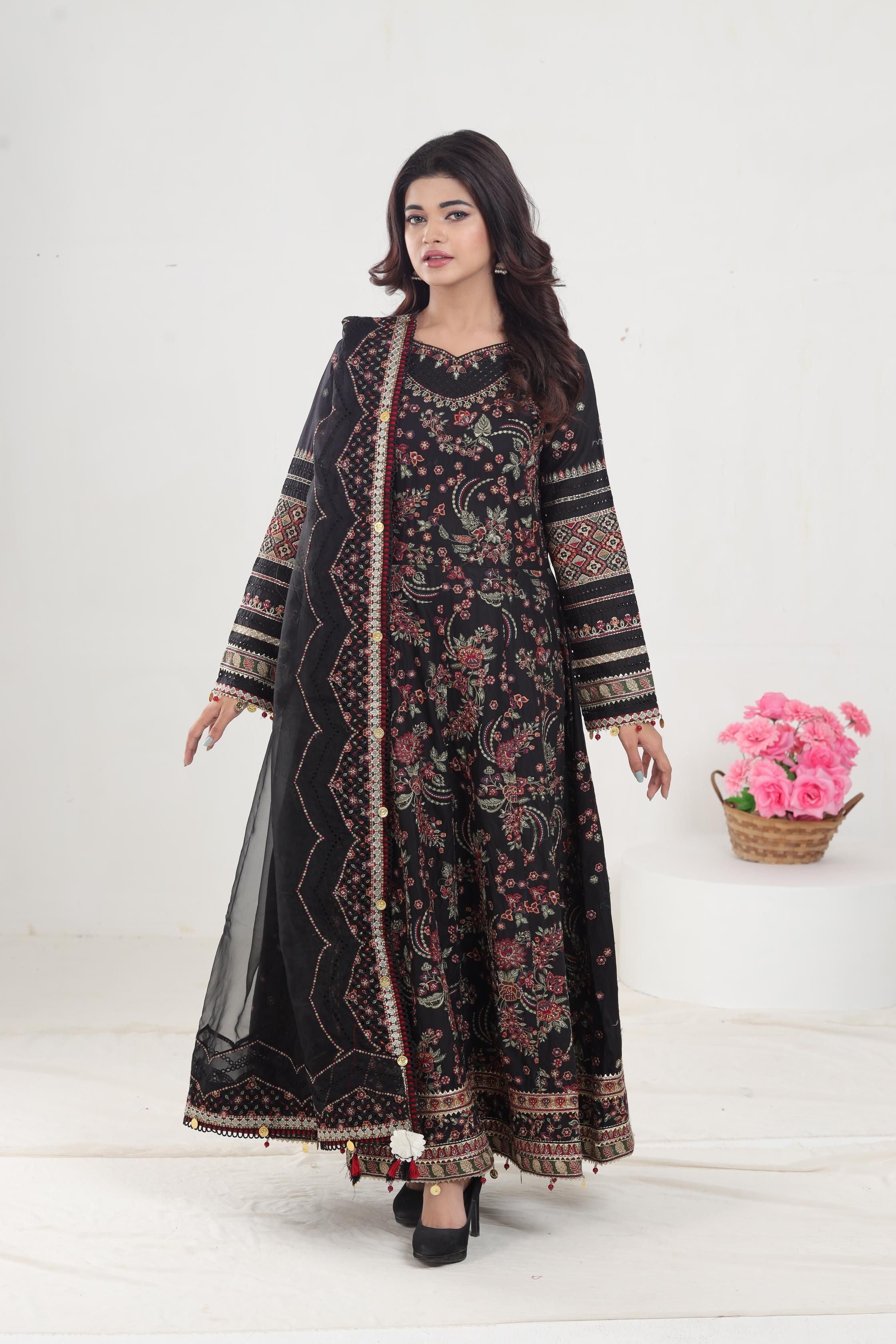 Jazmin Shahkaar Embroidered Luxury Lawn Dress - Premium Stitched Design SS'24 - Perfect for Summer Parties & Formal Occasions