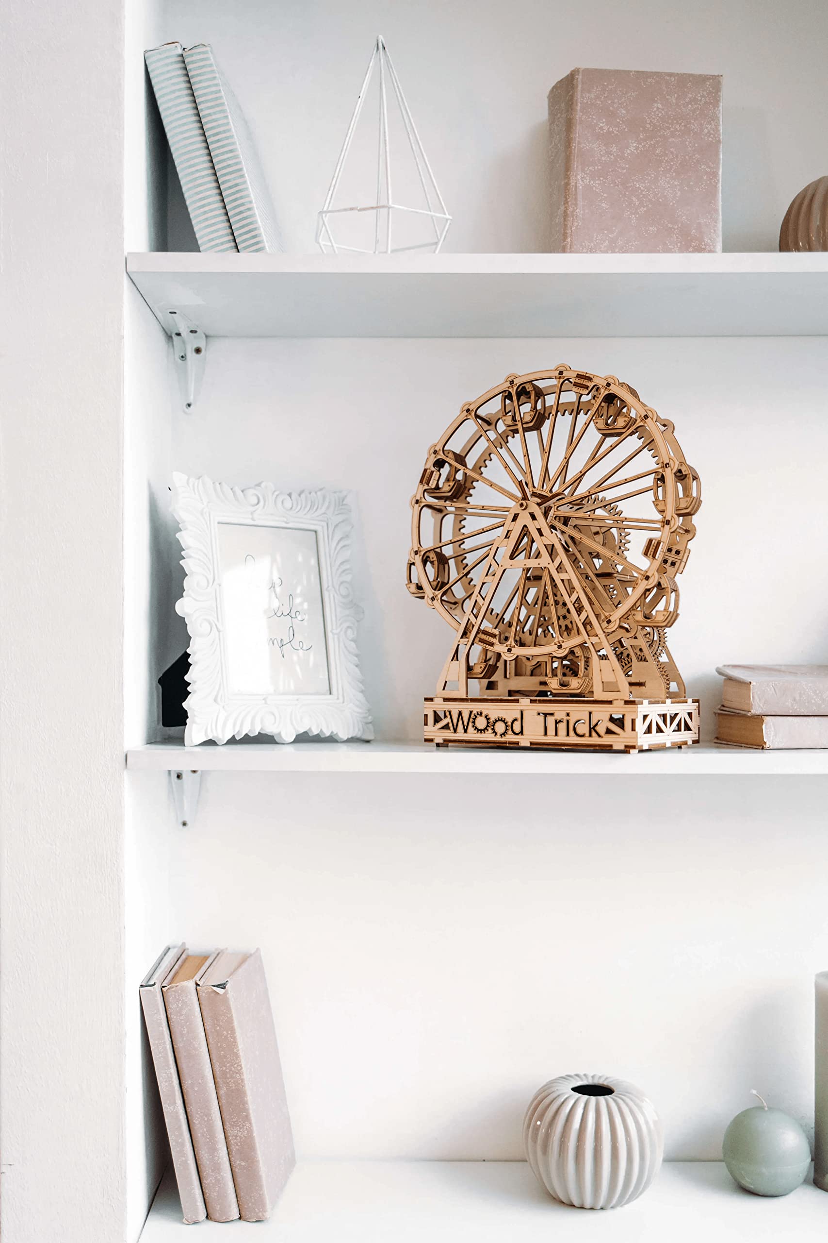 Wood Trick Ferris Wheel Rotating Mechanical Model Kit - 3D Wooden Puzzle for Adults & Teens - DIY Engineering Building Kit for Home Decoration & STEM Education - Perfect for Family Bonding, Classroom Projects & Gift Giving