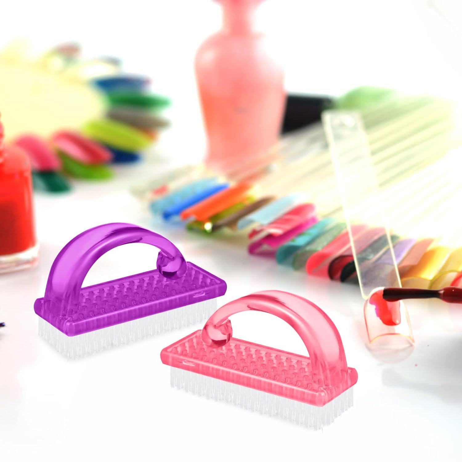 Professional Nail Brush Set - 2Pcs Manicure Tools for Cleaning & Shaping Nails | Multi-Color Nail Care Kit for Salon & Home Use | Perfect for Gel, Acrylic & Natural Nails