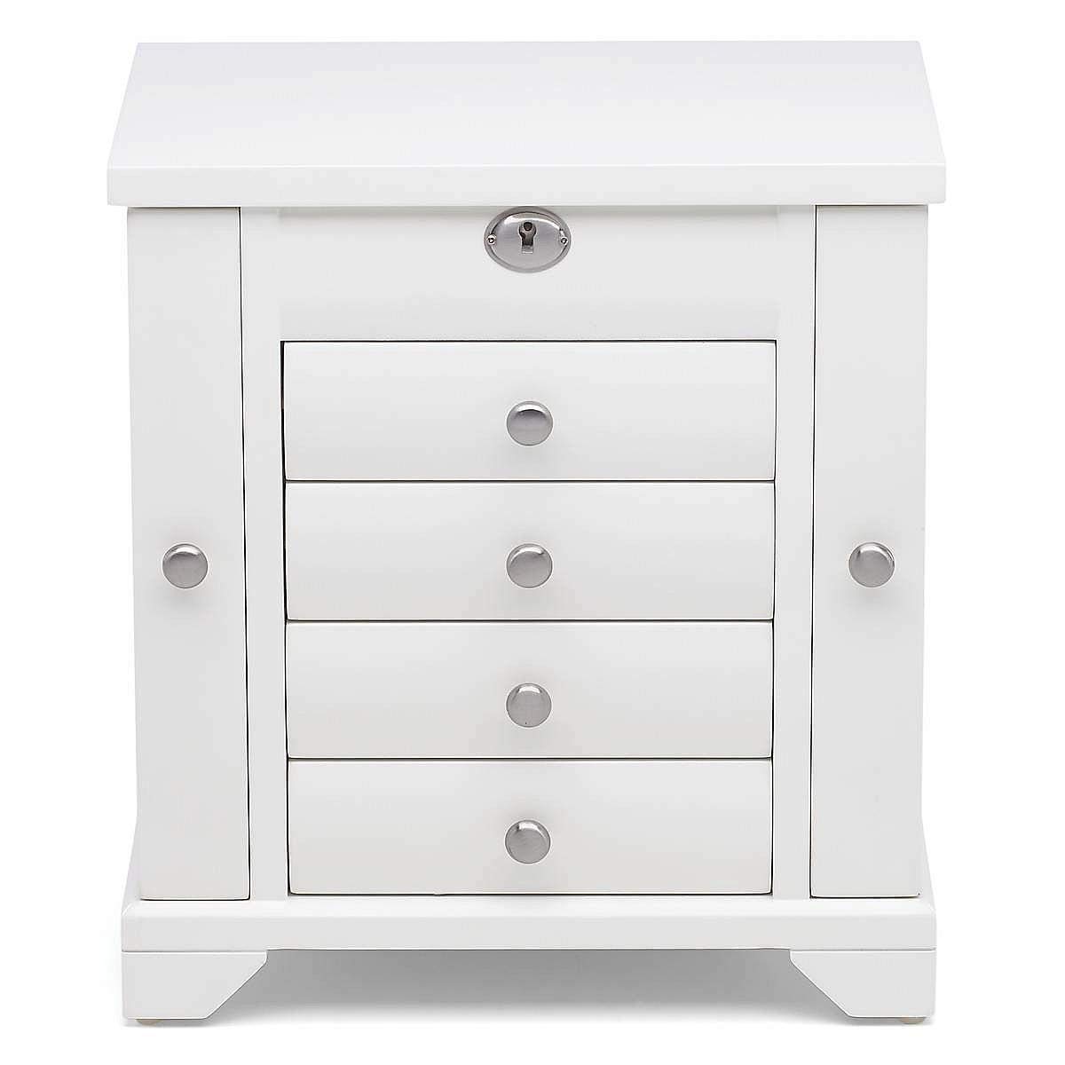 Reed & Barton White Lea Tall Jewelry Box - Elegant Storage for Necklaces, Rings & Bracelets | 11.30 LB Capacity | Perfect for Bedroom Vanity, Dresser Top & Gift Giving (Model 880644)