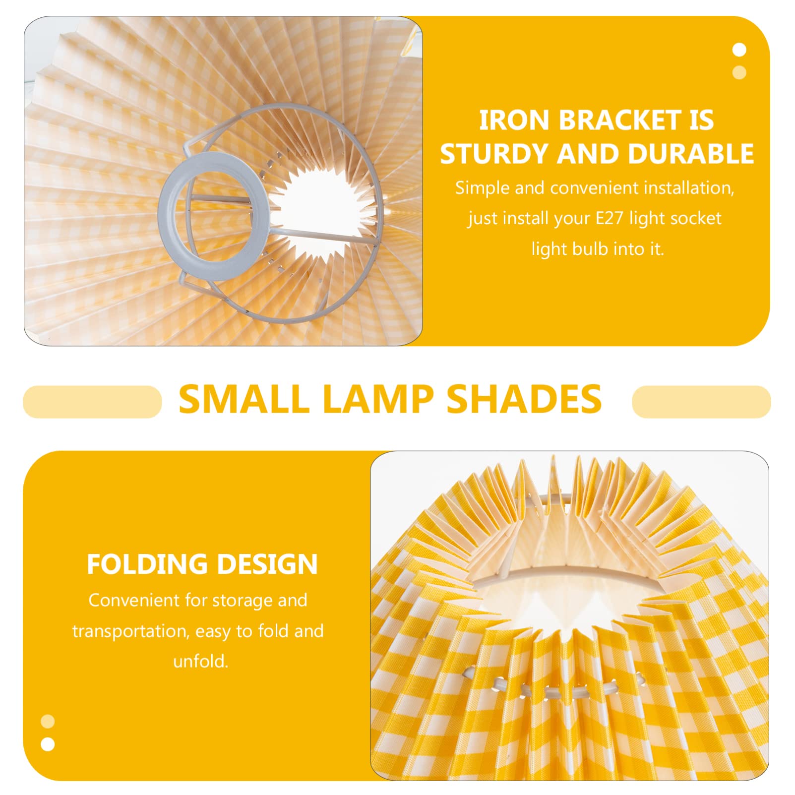 Japanese Style Pleated Fabric Lampshade - Replacement Shade for Table Lamps, Floor Lamps & Desk Lamps in Yellow | Perfect for Living Room, Bedroom & Office Lighting Decor