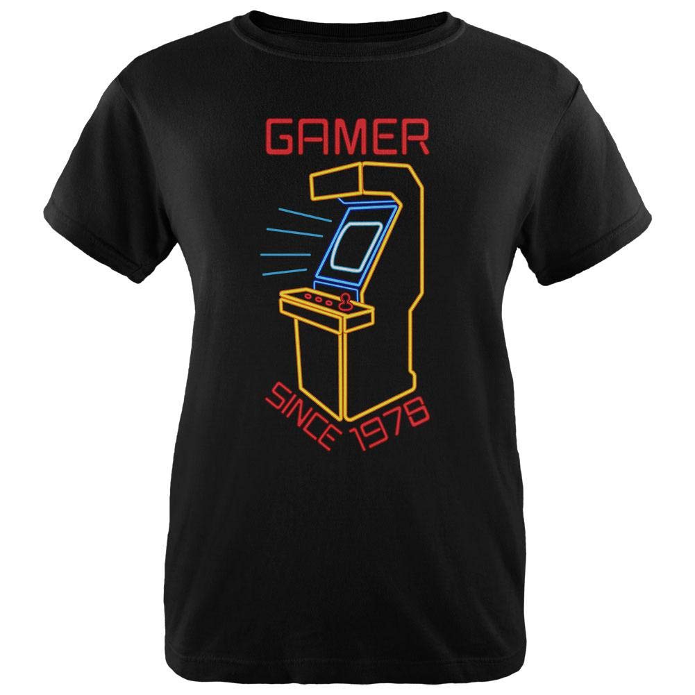 Vintage 1978 Arcade Neon Sign Women's T-Shirt - Black Retro Gaming Tee for Birthday Parties & Casual Wear - Size Large