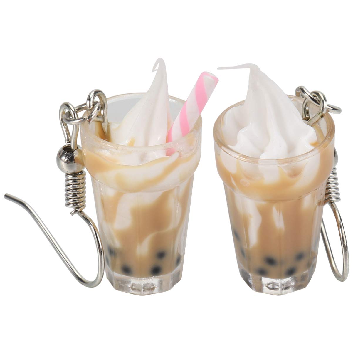 Cute Bubble Tea Earrings for Women - Creative Pearl Milk Tea Dangle Earrings, Boba Tea Jewelry Gifts for Girls - Perfect for Parties, Cosplay & Kawaii Fashion (Red Apple)