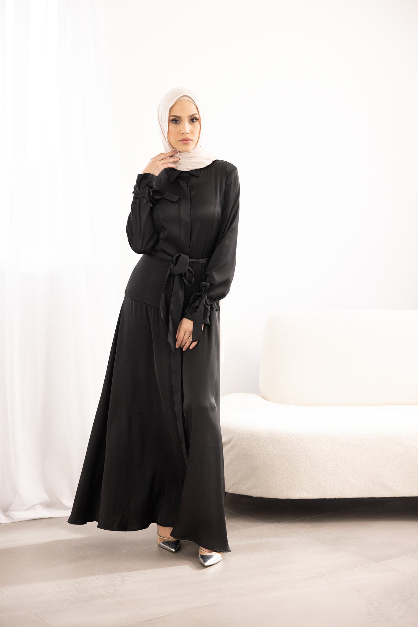 Elegant Samba Satin Tie Dress for Women - Flowy Party & Wedding Guest Dress - Perfect for Evening Events, Date Nights & Special Occasions