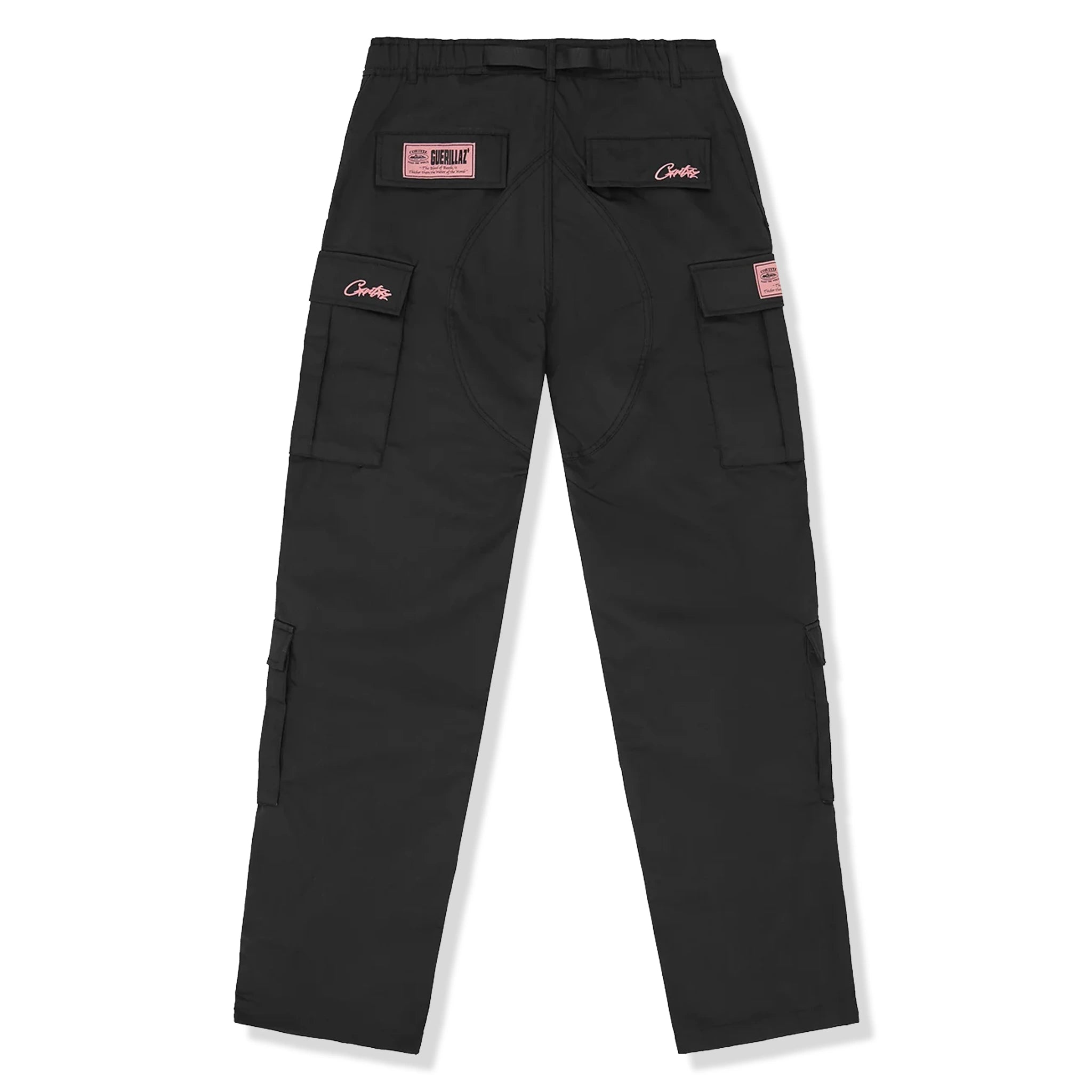 Corteiz Guerillaz Black Pink Cargo Pants for Men - Streetwear Hip Hop Fashion Trousers with Multiple Pockets | Perfect for Urban Outfits, Concerts & Casual Wear