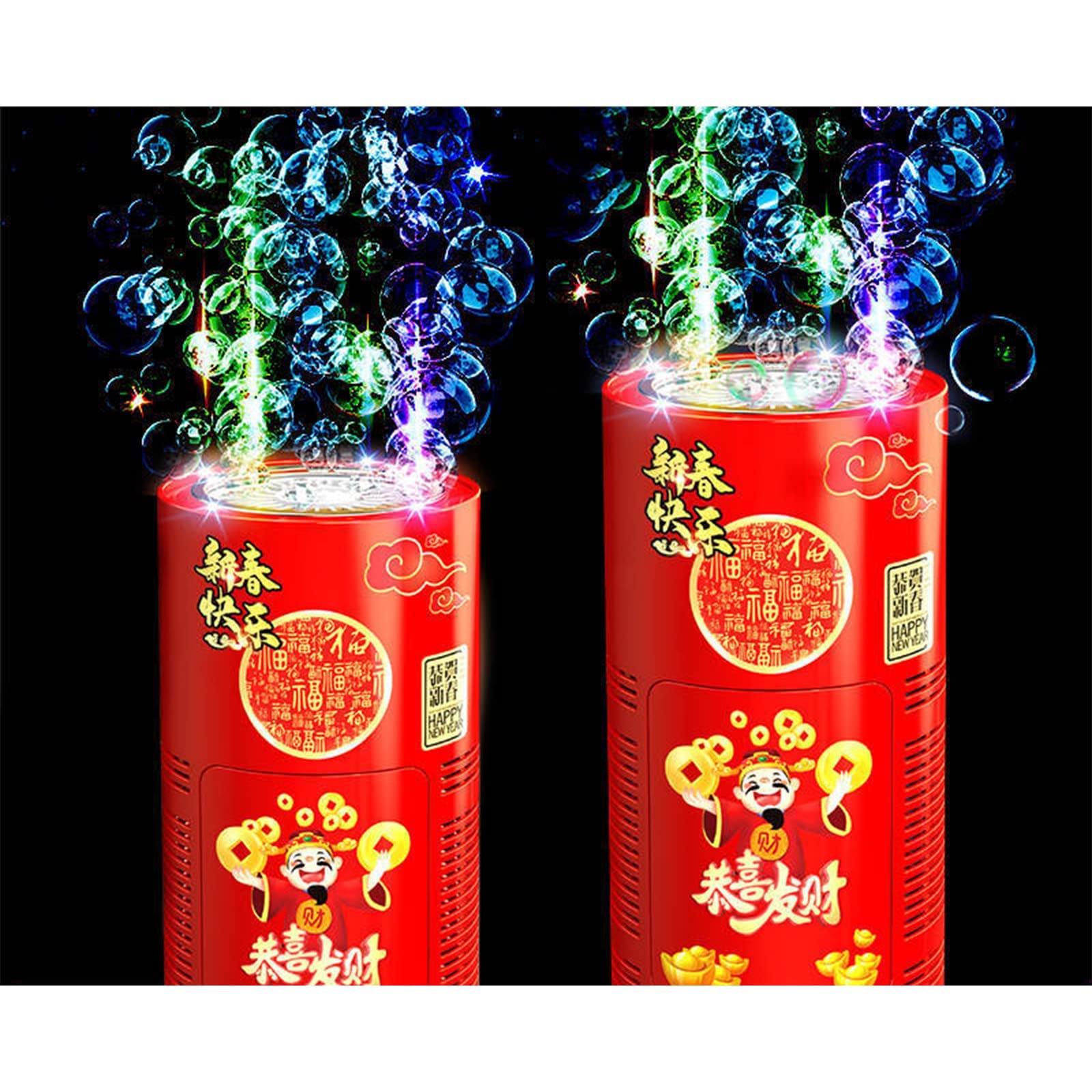 Portable Firework Bubble Machine with LED Lights - Fun Bubble Blower for Kids, Parties, New Year Celebrations & Outdoor Events - Perfect Gift for Boys & Girls