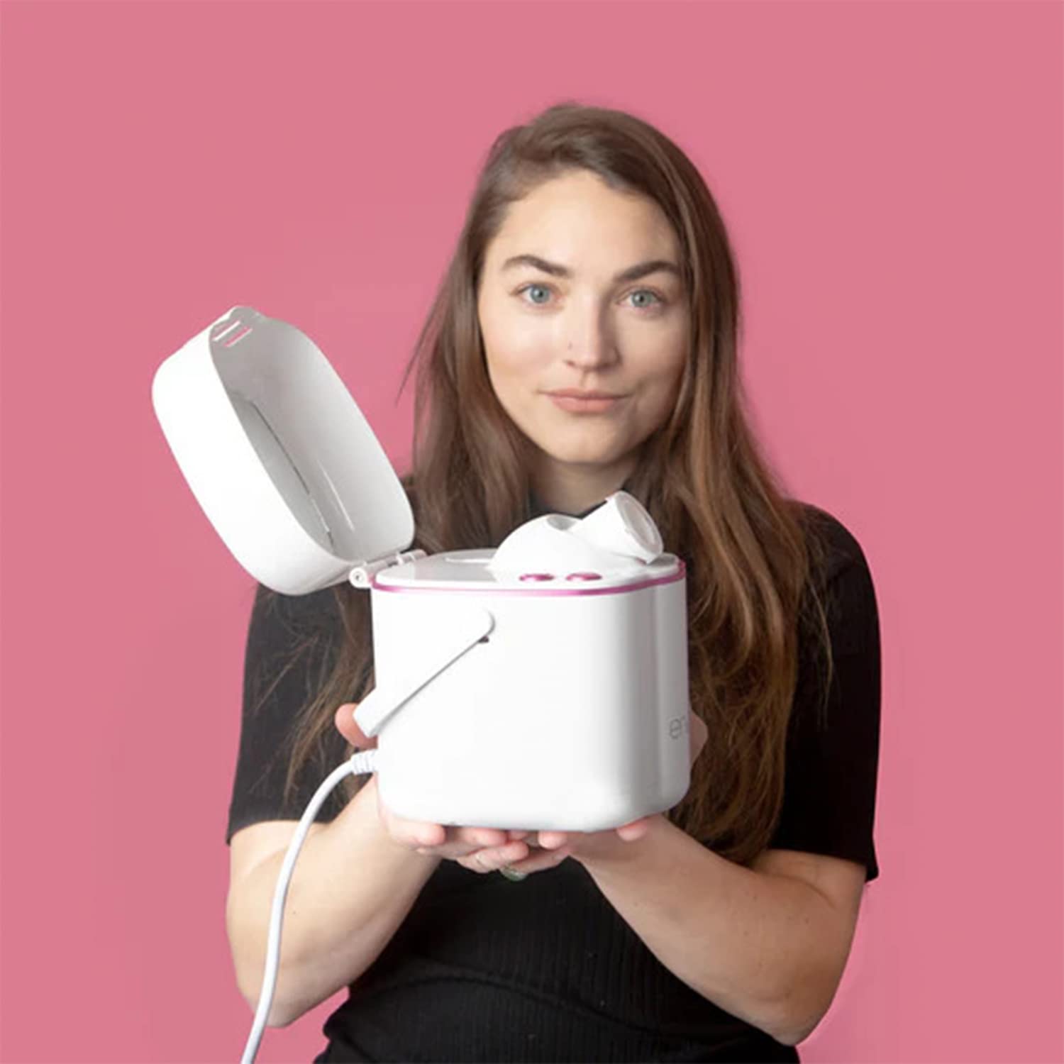 Envie Ionic Facial Steamer with LED Light - Professional Home Spa Device with Adjustable Nozzle & Nano Steam Technology for Hydrated Glowing Skin & Deep Pore Cleansing - Perfect for At-Home Spa Days, Skincare Routines & Relaxation Therapy