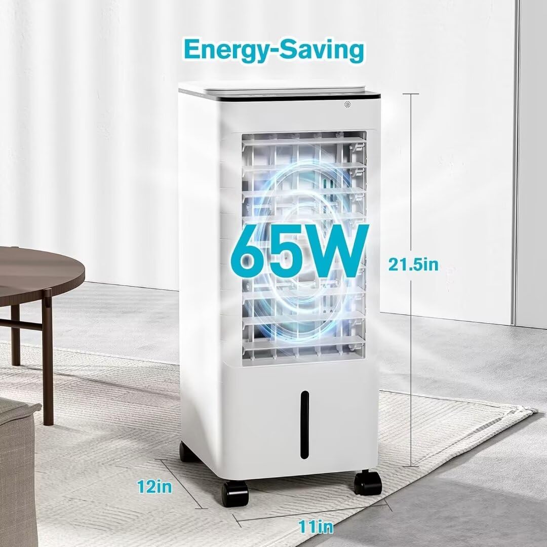 Portable Air Conditioner Without Window - 3-in-1 Ductless Evaporative Cooler with Remote Control, 12H Timer & 1.16 Gallon Water Tank, 3 Speed Modes & Oscillation - Quiet AC Unit for Bedroom, Home Office, Living Room & Small Spaces