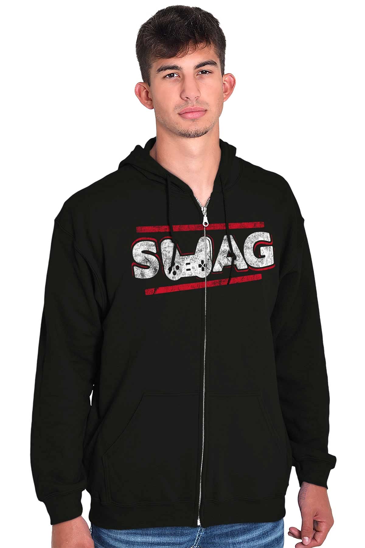 Classic Teaze SWAG Controller Gamer Zip Hoodie for Men - Comfortable Video Game Geek Sweatshirt - Perfect for Gaming, Casual Wear & Esports Events