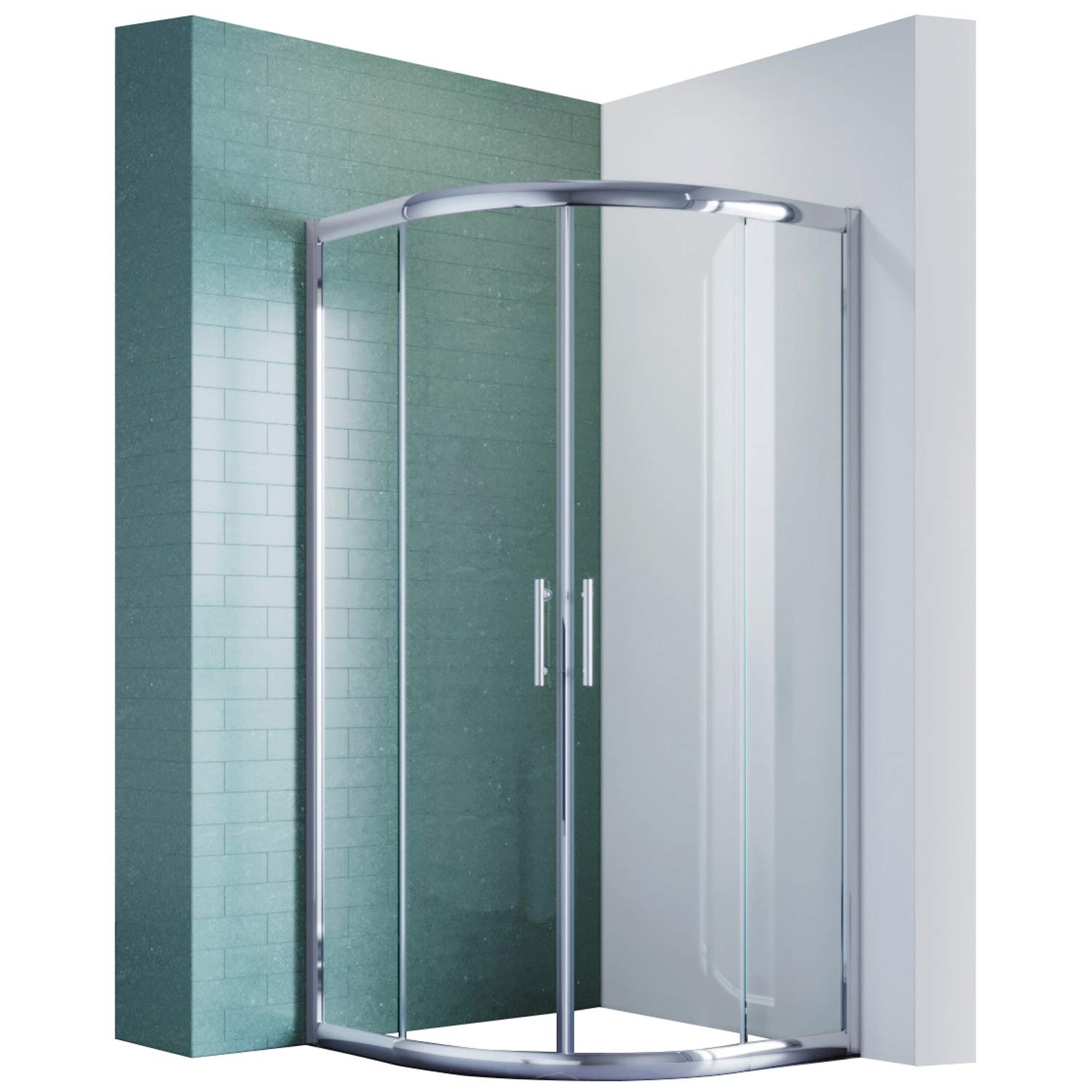 SONNI 90 x 90 Round Quarter Circle Shower Enclosure - Double Sliding Door Tempered Glass Shower Cubicle for Bathroom | Perfect for Small Spaces & Modern Bathroom Designs