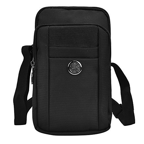 Durable Nylon Hybrid Universal Wallet Phone Case with Removable Strap & Belt Loop - Compatible with Smartphones Up to 6.3 Inches (Black) - Perfect for Travel, Shopping & Everyday Carry