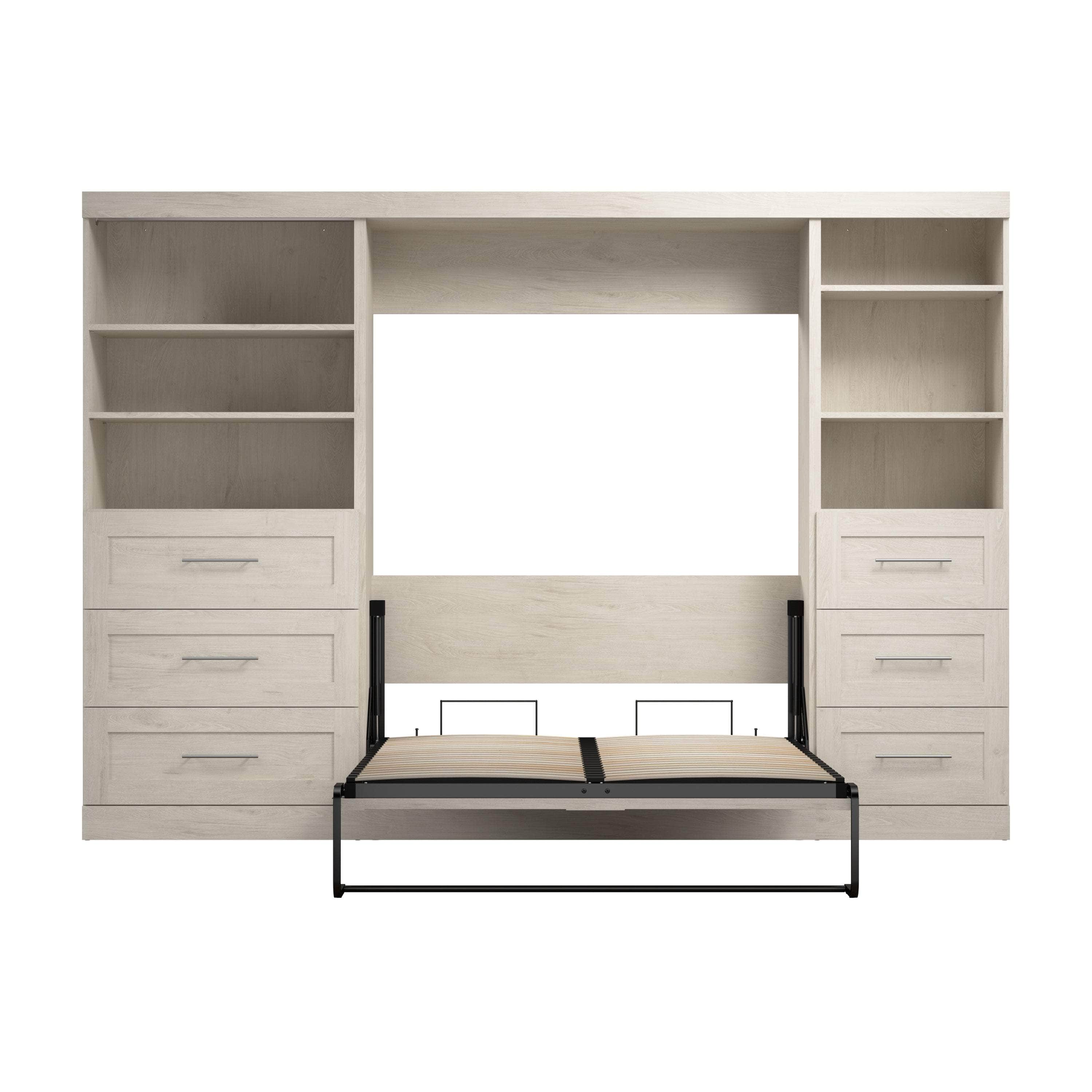 Pur Full Murphy Wall Bed with 2 Storage Units & Drawers (120 Inch) - 5 Color Options | Space-Saving Wall Bed for Small Apartments & Guest Rooms