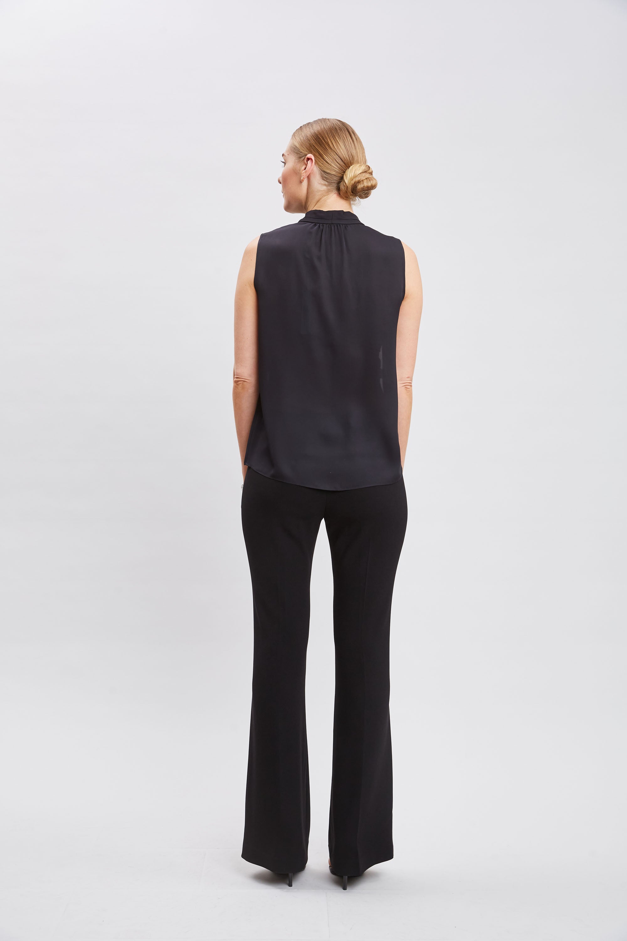 Elegant Midnight Garden Sleeveless Silk Blouse for Women - Perfect for Evening Parties, Date Nights & Special Occasions