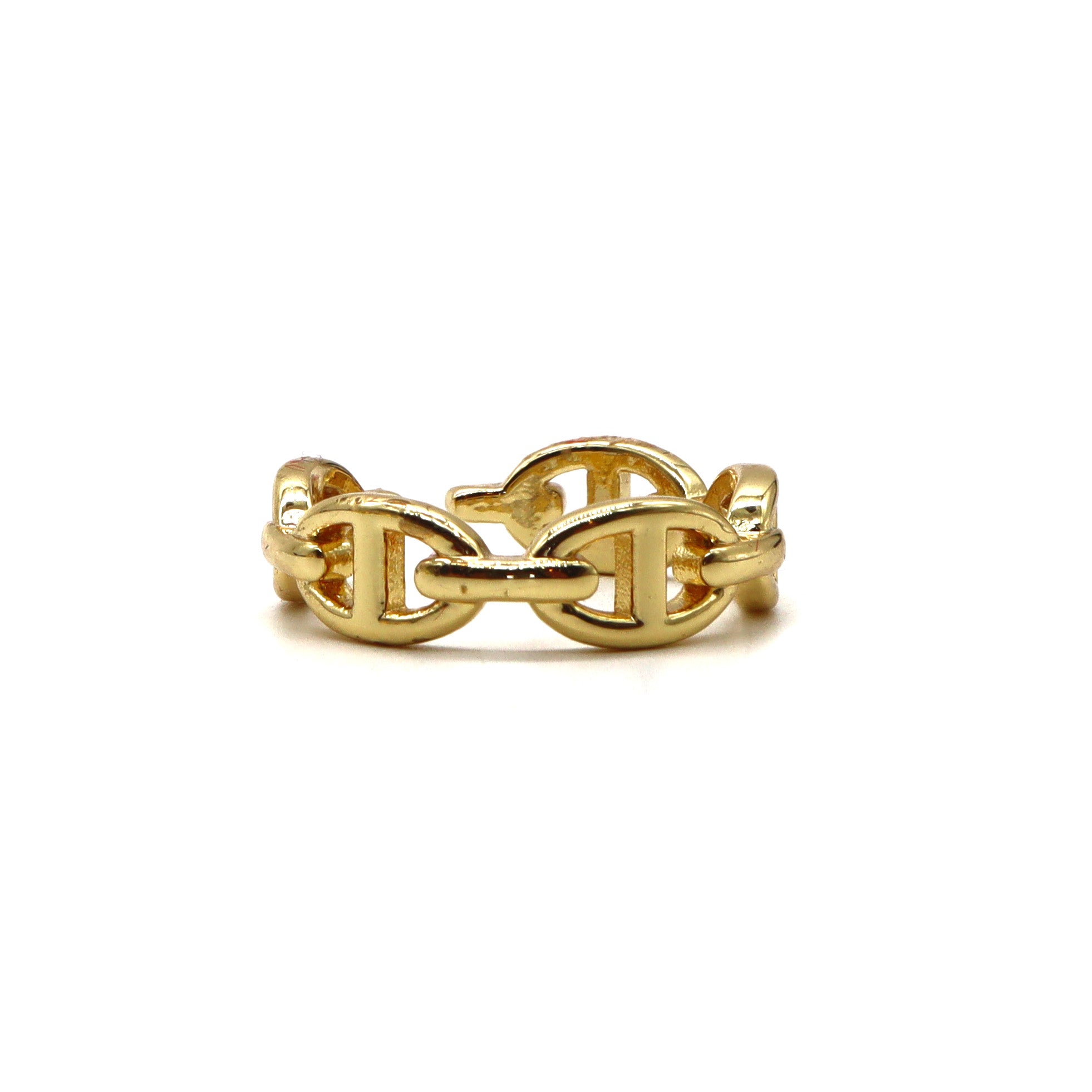 18K Gold Plated Adjustable Chain Link Ring for Women - Elegant Stackable Jewelry Gift for Anniversary, Wedding & Everyday Wear