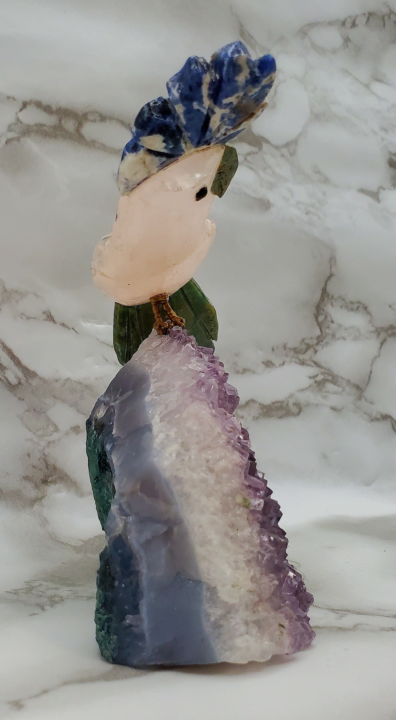 Handcrafted Amethyst Bird Animal Carving - Unique Crystal Home Decor for Feng Shui, Meditation & Spiritual Healing