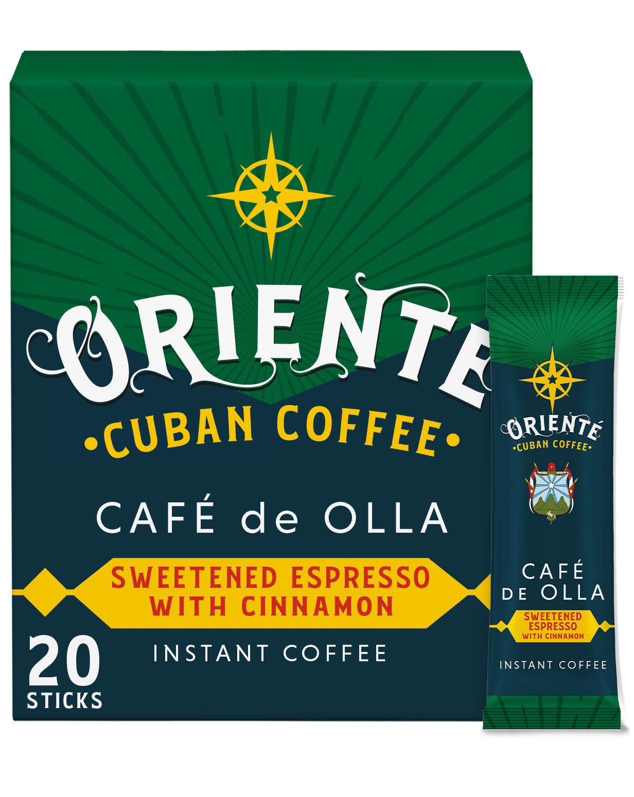 Oriente Cafe De Olla Dark Roast Instant Coffee Sticks - Authentic Mexican Spiced Coffee for Home, Office & Travel - Perfect for Camping, Gifts & Quick Brewing