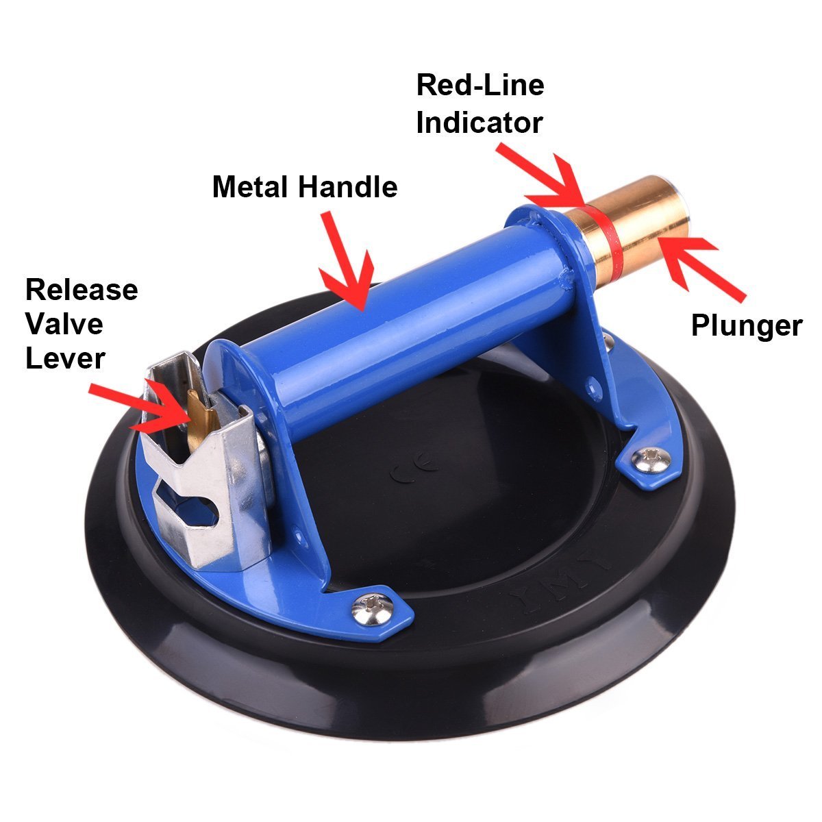 IMT 8 Inch Heavy Duty Glass Suction Cup Lifter - Metal Handle & Brass Pump Vacuum Glass Mover - Perfect for Granite Lifting, Window Replacement & Glass Installation - Includes Free Carrying Case - Ideal for Construction, Home Renovation & DIY Projects