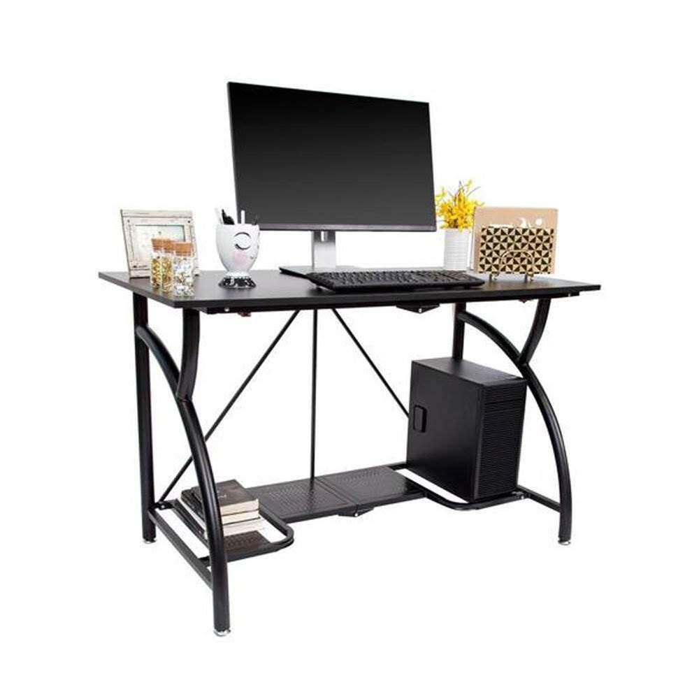 2-Pack Origami Folding Table Desk with Wheels - Portable Office & Study Desk for Home, Dorm, Camping - Black Space-Saving Workstation