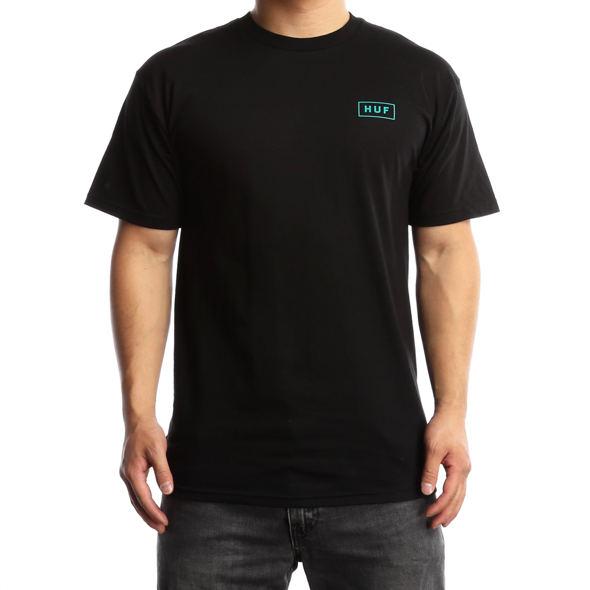 Huf Bar Logo Short Sleeve T-Shirt for Men & Women - Black - Casual Streetwear for Everyday Wear & Urban Fashion
