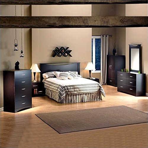 South Shore Step One Full Size Platform Bed with Storage - 54-Inch Chocolate Wooden Bed Frame | Space-Saving Bedroom Furniture for Small Rooms & Apartments