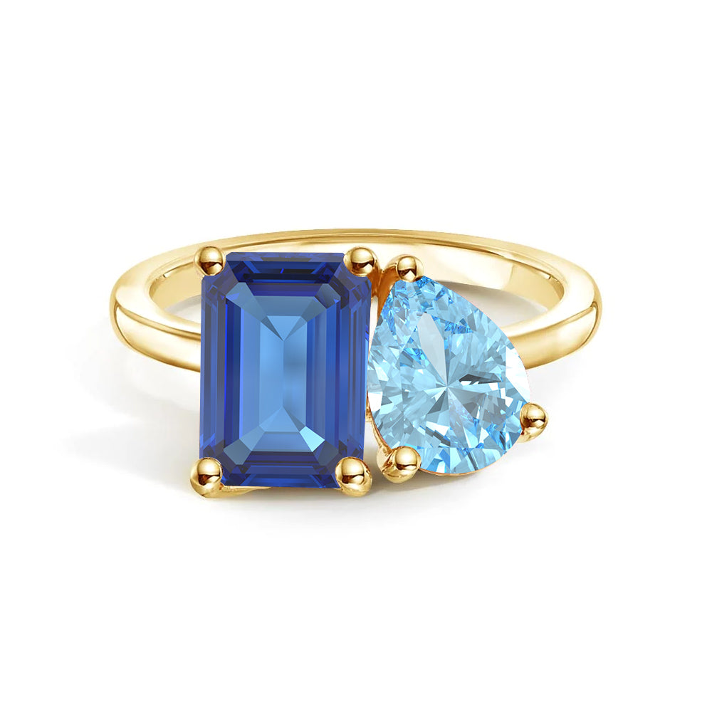 Toi et Moi Personalized Sapphire Birthstone Ring | Custom Anniversary Jewelry Gift for Her | Perfect for Weddings, Engagements & Romantic Occasions