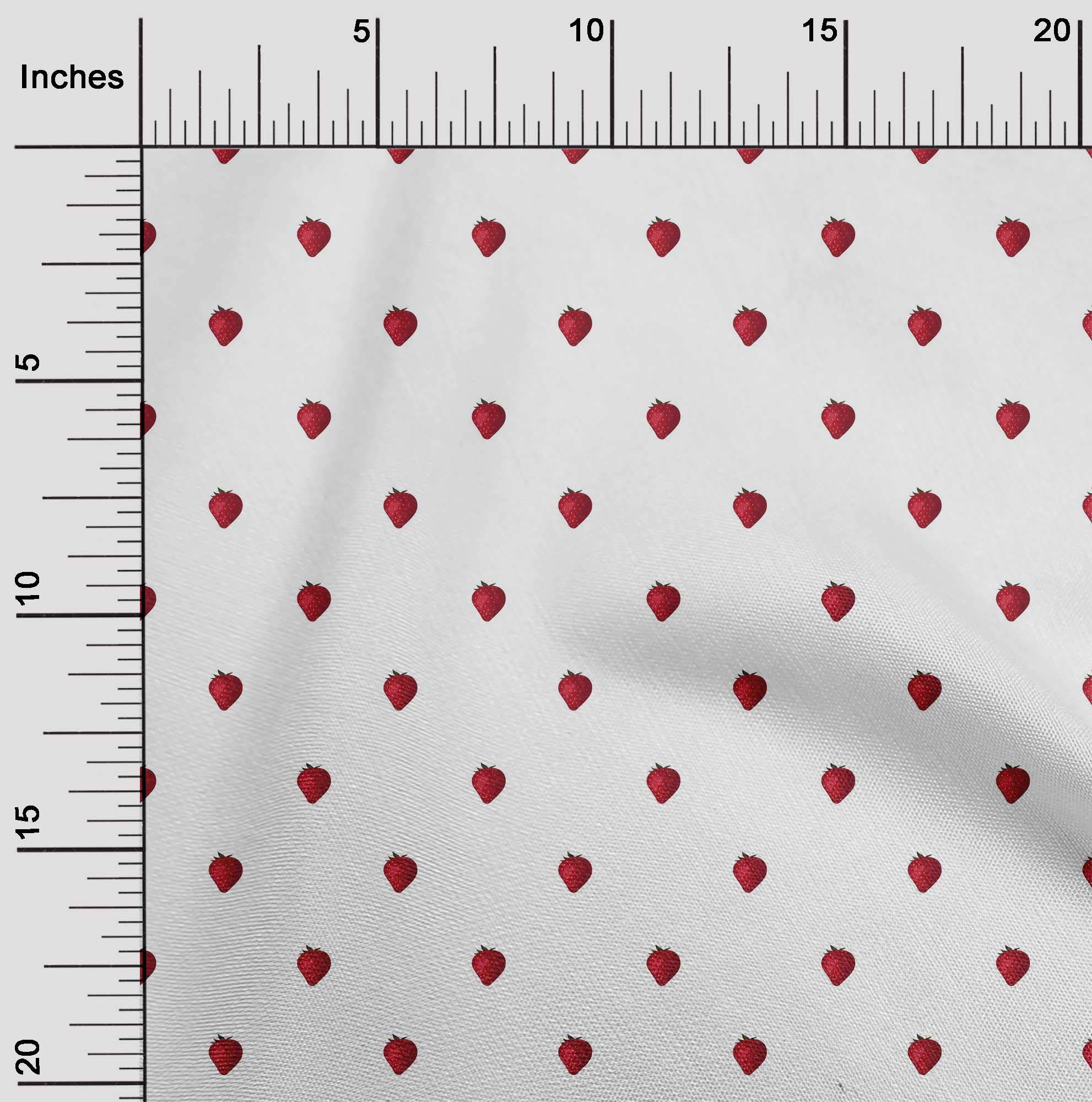 Premium Cotton Poplin Fabric - Strawberry Fruit Printed - 1 Yard (56
