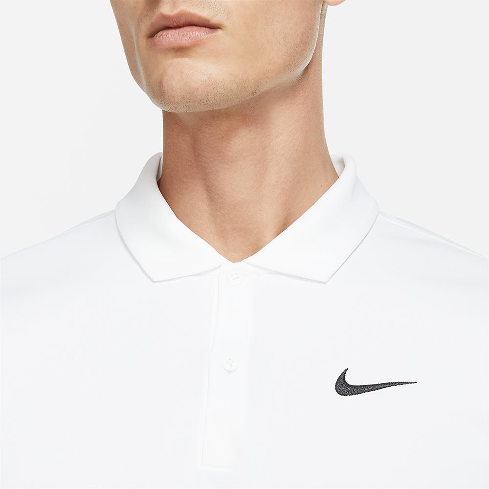 Nike Men's Dri-FIT Solid Performance Polo Shirt - Moisture Wicking, Breathable Fabric for Golf, Tennis & Casual Wear - White/Black