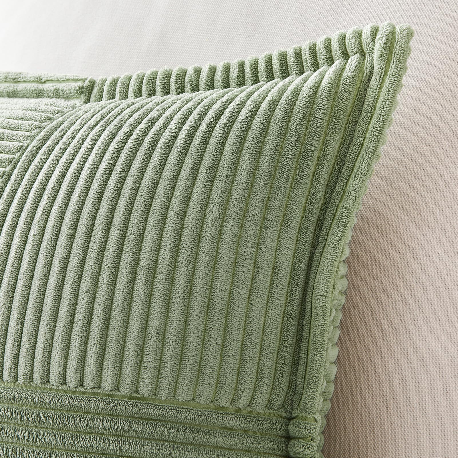Premium Fluffy Autumn Decorative Pillow Covers 16x16 Inch (40x40cm) - Soft Sage Green Cushion Cases with Hidden Zipper for Sofa, Bed, Living Room & Bedroom - Set of 2 Cozy Home Decor Accents for Fall Season