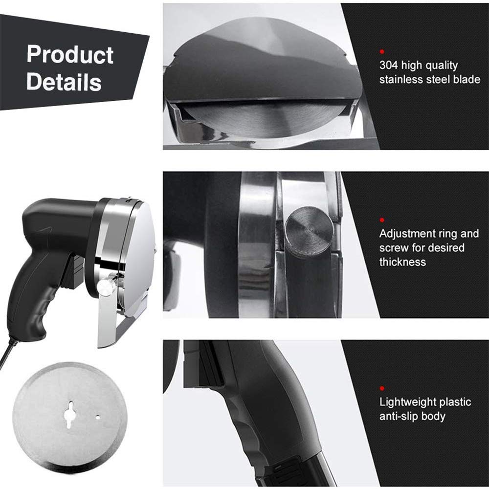 ANGELA Commercial Electric Slicer - Professional Handheld Meat Cutter for BBQ, Kebab & Gyros | Deli & Restaurant Quality Meat Slicing Tool | Perfect for Home Kitchens, Catering & Food Prep
