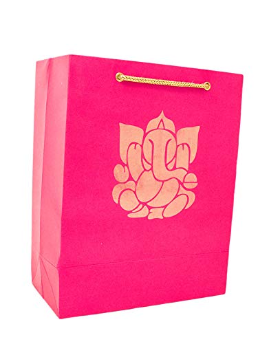 Eco-Friendly Ganesha Printed Indian Gift Bags - 9.84x7.85 Inch Party Favor Bags for Diwali, Pooja, Housewarming & Wedding Return Gifts (Pack of 4) - Perfect for Festivals, Religious Ceremonies & Special Occasions