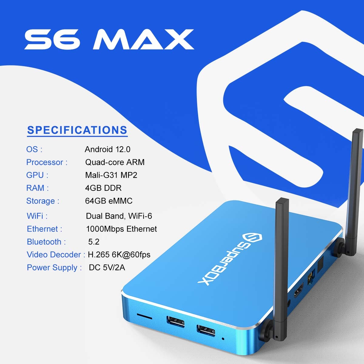 SuperBox S6 Max - Dual Band WiFi Router with Premium Features for High-Speed Internet & Seamless Streaming at Home or Office