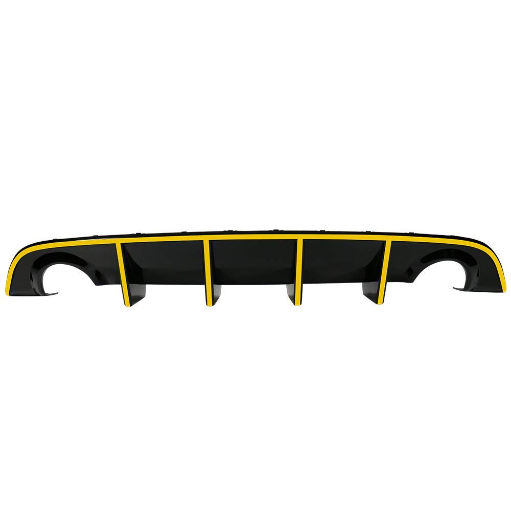 IKON MOTORSPORTS Bumper Lip Spoiler for 2015-2023 Dodge Charger SRT | Factory Style Rear Diffuser with Yellow Reflective Tape | Enhances Aerodynamics & Sporty Look for Street & Track Racing