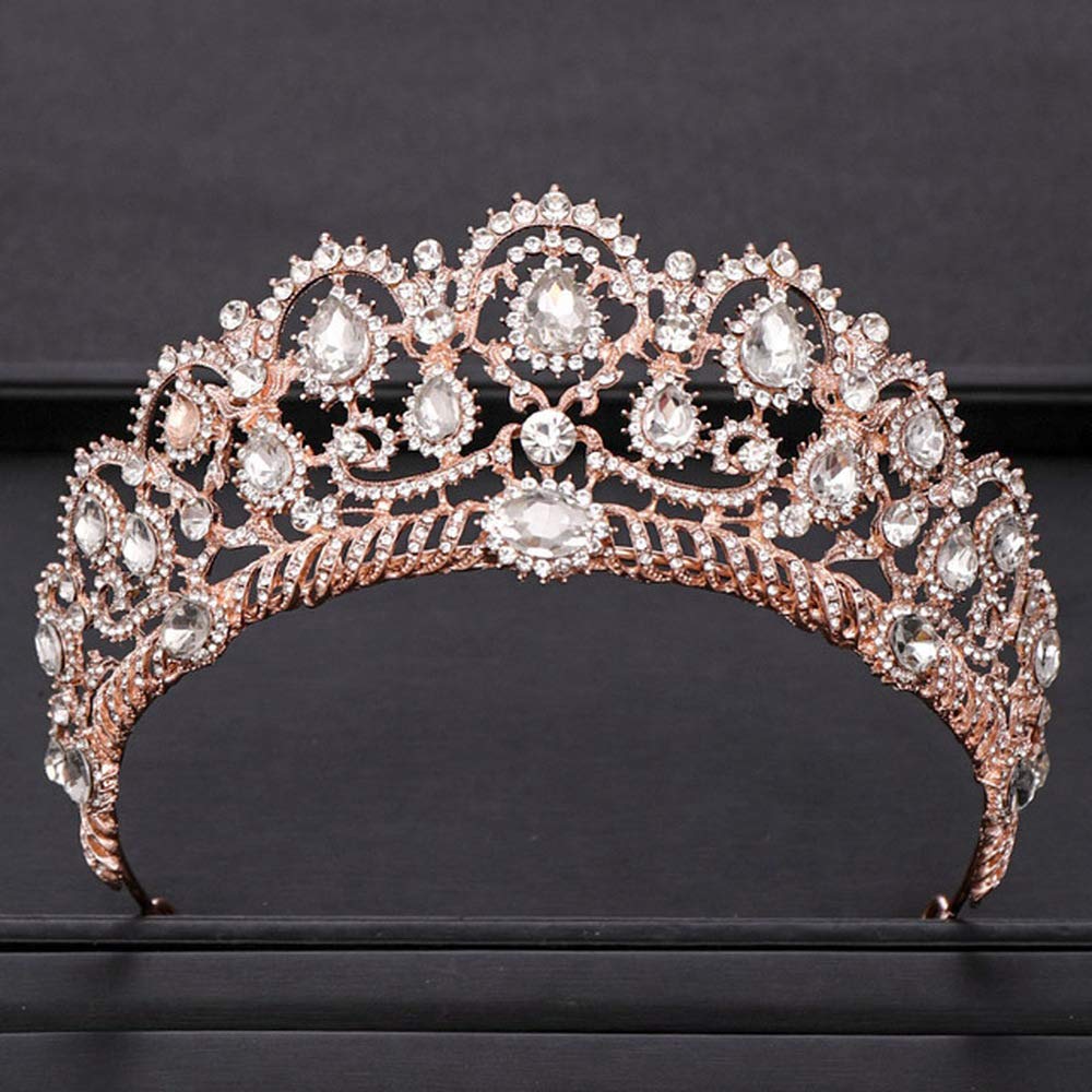 Vintage Silver Rhinestone Crystal Bridal Crown - Big Wedding Headdress Hair Accessories for Bride, Prom, Pageant, and Special Occasions