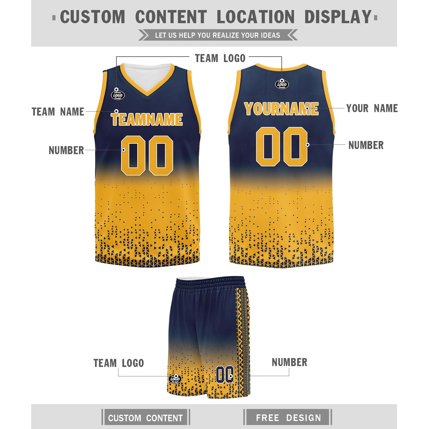 Custom Blue Yellow Fade Basketball Jersey - Breathable Sports Uniform for Men & Women - BBJ01 D020102 - Perfect for Team Games, Streetwear and Fan Apparel